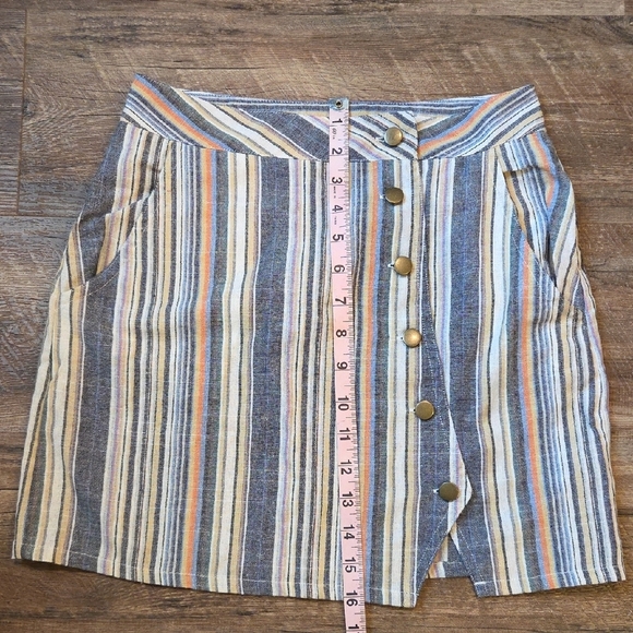 Altar'd State Muli Colored Striped Mini Skirt With buttons Size Small - Picture 7 of 8